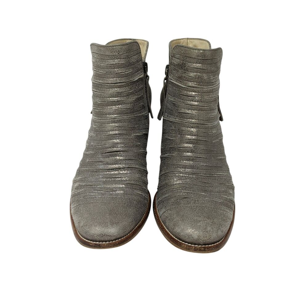 Paul Green Malibu Silver Sliced Leather Heeled Ankle Boots Womens 7.5 - Picture 6 of 13